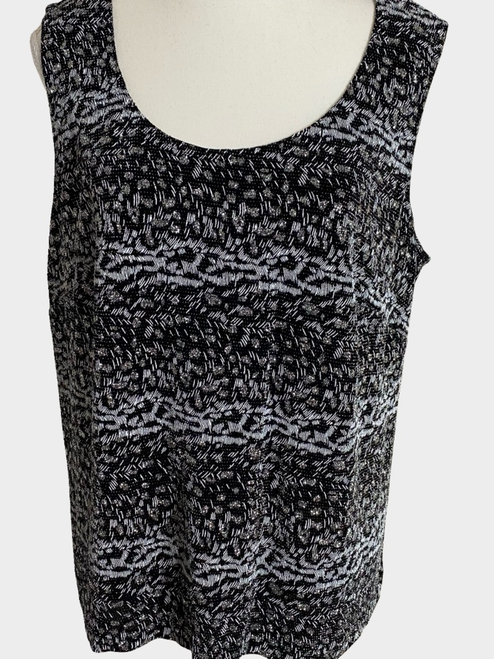 R&M Richards Vintage Black Silver Glitter Holiday Party Tank Camisole- Sz-18W